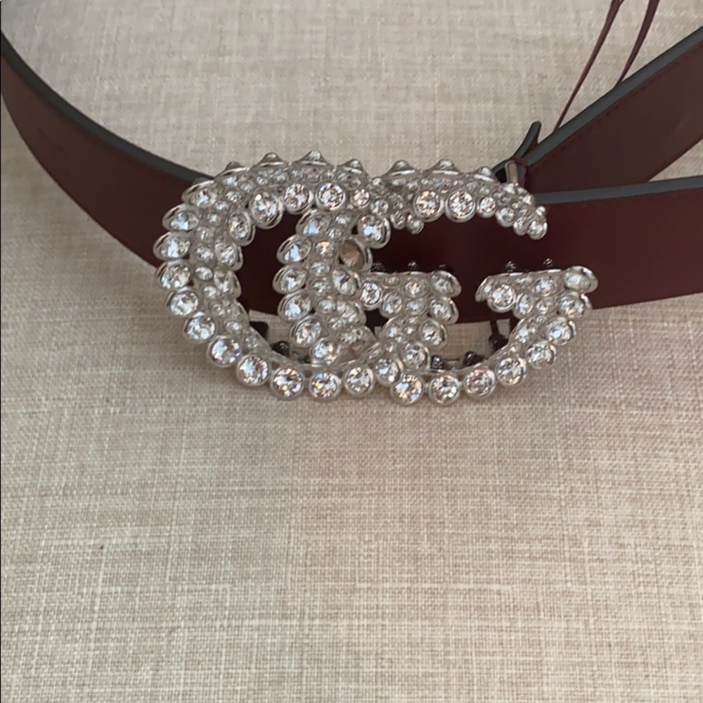 Gucci Brown Crystal GG Belt